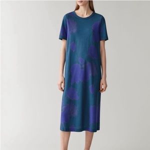 COS Community Of Style Cotton Tie Dye Spotted Shirt Dress Blue Purple